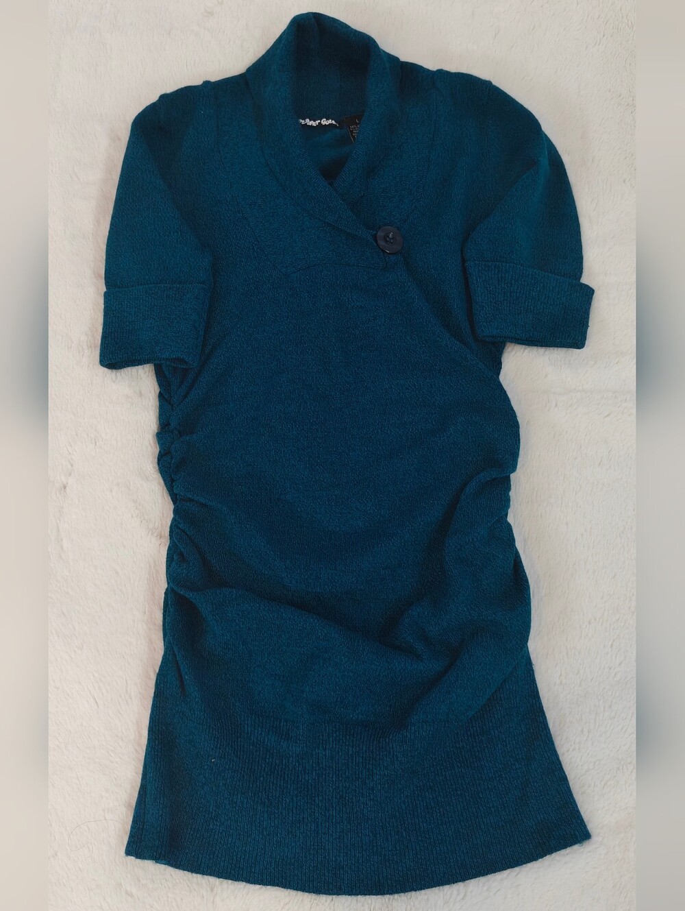 Planet Gold Teal Knit Short-Sleeve Sweater Dress